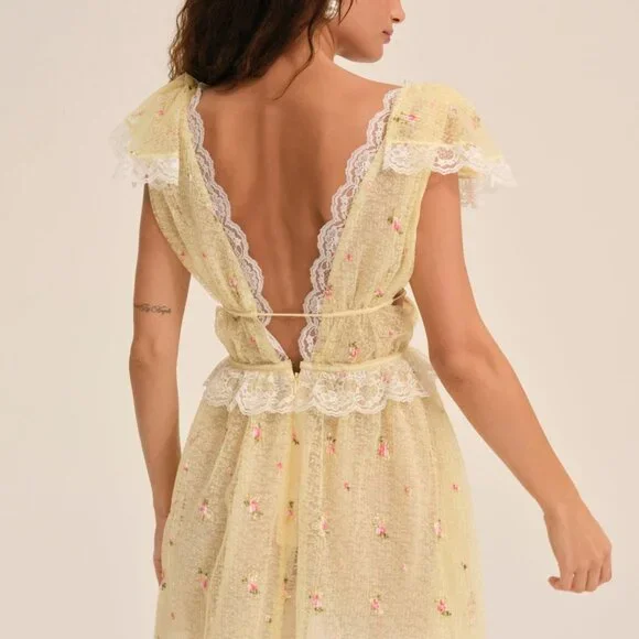 lace dress in ivory Yours Always Lace Maxi Dress main image 1